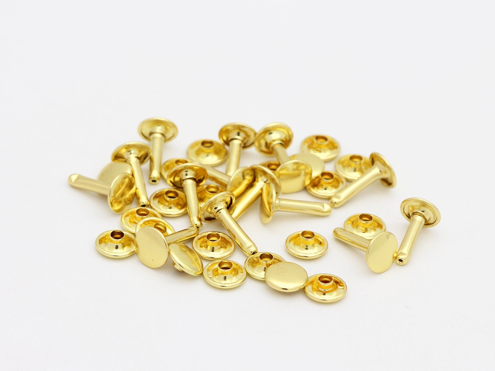 50set Brass Double cap rivet 1015mm gold leather rivet purse Etsy