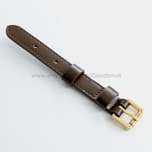 Coffee Leather Purse strap extender Smooth leather bag strap Leather bag handle Leather Shoulder strap