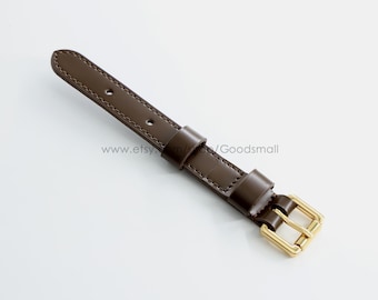 Coffee Leather Purse strap extender Smooth leather bag strap Leather bag handle Leather Shoulder strap