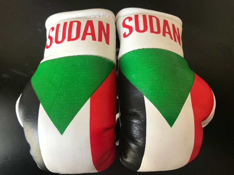 Flag Mini Boxing Gloves, Car Mirror Decor, Worldwide Countries Sudan Flag