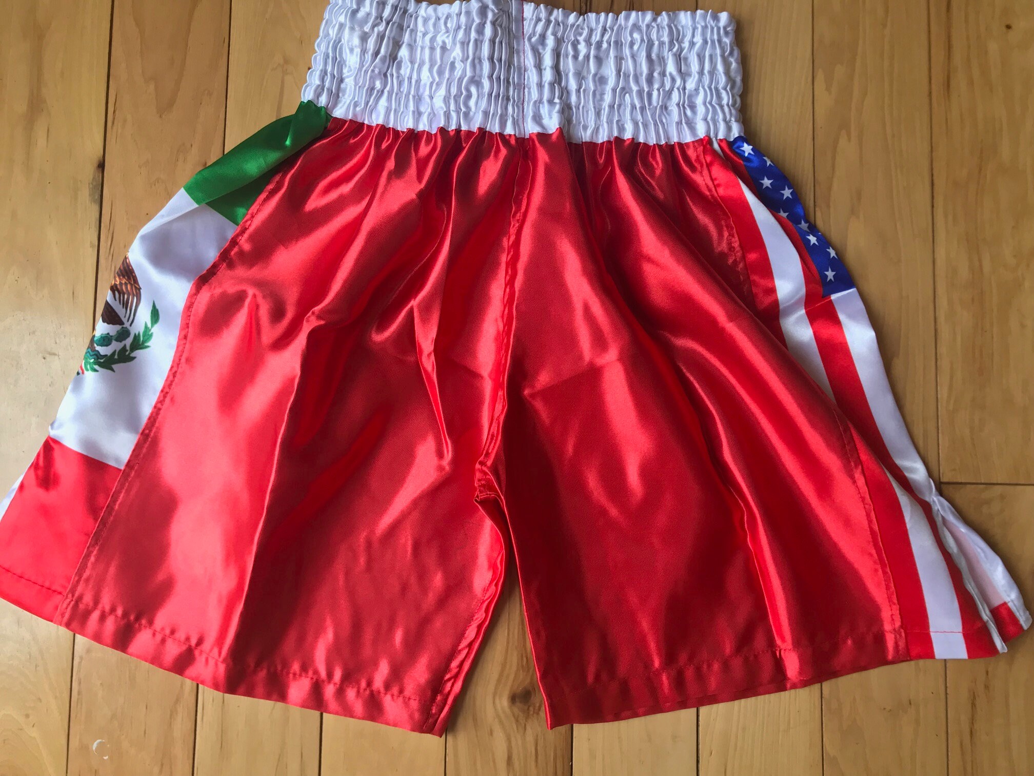 GM Red US/Mexico Flag White Elastic Boxing Shorts Boxing Etsy