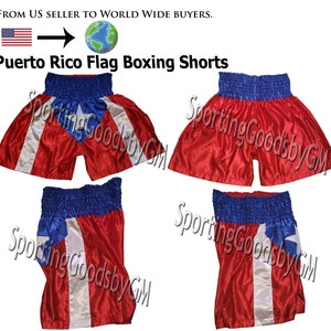 Puerto Rico Flag Boxing Trunks Boxing Shorts Martial Arts Training Fitness Boxing Training Fitness MMA Grappling Running Sports Shorts Trunk