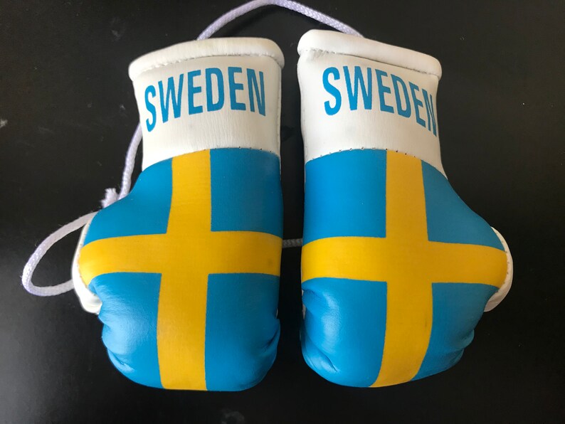 Flag Mini Boxing Gloves, Car Mirror Decor, Worldwide Countries Sweden FLag