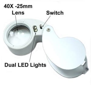 40X Jeweler&#39;s Loupe - Folding Pocket Magnifier for Jewelry, Coins, Watch Repair - Glass Lens & Steel Body - Perfect Gift