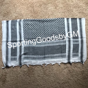White Black Soft Shemagh Keffiyeh Military Army Navy AIr Force Desert Scarf Shemagh Headwear Head Scarf Head Wrap Neck Wrap Arabian Scarf