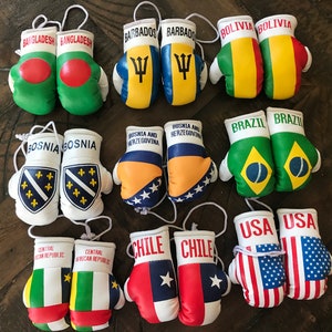 Mini Boxing Gloves Flag of Bangladesh, Barbados, Bolivia, Bosnia, Bosnia and Herzegovina Brazil Central African Republic Chile USA Countries