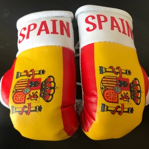 Flag Mini Boxing Gloves, Car Mirror Decor, Worldwide Countries Spain Flag