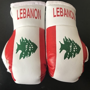 Lebanon Flag Mini Boxing gloves Novelties, Souvenir, Cars, Trucks Bus, Jeeps, SUV&#39;s RV&#39;s etc, Rear-View Mirror
