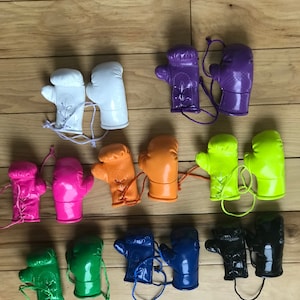 Black, Blue, Florescent Green, Green, Orange, Pink, Purple, White Mini Boxing gloves Novelties, Souvenir, Cars, Trucks Bus, Rear-View Mirror