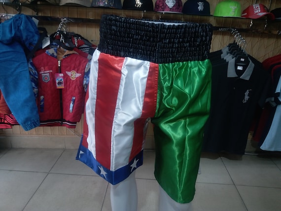 MEXICO//US Flag Black Elastic Belt Boxing Shorts Trunks Boxing Training Fitness