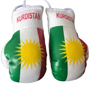 Kurdistan Flag Mini Boxing gloves Novelties, Souvenir, Cars, Trucks Bus, Jeeps, SUV&#39;s RV&#39;s etc, Rear-View Mirror