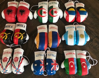 Mini Boxing Gloves Flag of Albania, Algeria, Angola, Antigua and Barbuda, Argentina , Argentina , Assyrian, Australia, Azerbaijan Countires