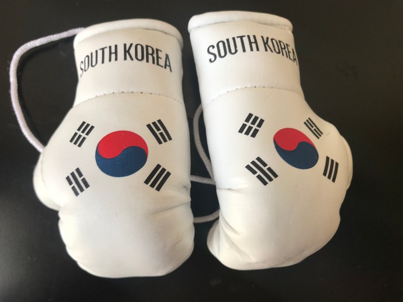 Flag Mini Boxing Gloves, Car Mirror Decor, Worldwide Countries South Korea Flag