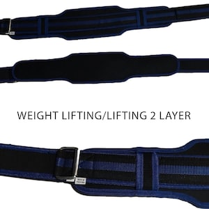 Weight Lifting/Lifting 2 layer BLUE Nylon Lower Belt 5&quot; wide 27&quot; long Upper Belt 2.25&quot; wide 42&quot; long black blue 2&quot; webbing Belt 42&#39; Long S-L