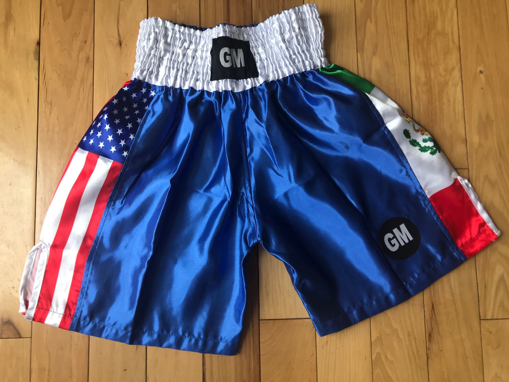 GM Blue Us/mexico Flag White Elastic 