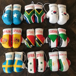 Mini Boxing Gloves Flag of Somalia,South Africa,South Korea,Spain, Sudan,Sweden,Syria,Tajikistan Worldwide Countries Flag Mini Boxing Gloves