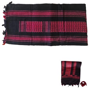 BLACK & RED Soft Shemagh, Keffiyeh, Military Army Navy Air Force Desert Scarf Shemagh Headwear, Head Scarf Head Wrap Neck Wrap Arabian Scarf