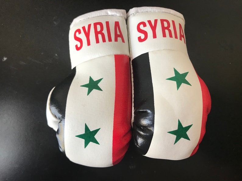 Flag Mini Boxing Gloves, Car Mirror Decor, Worldwide Countries Syria Flag