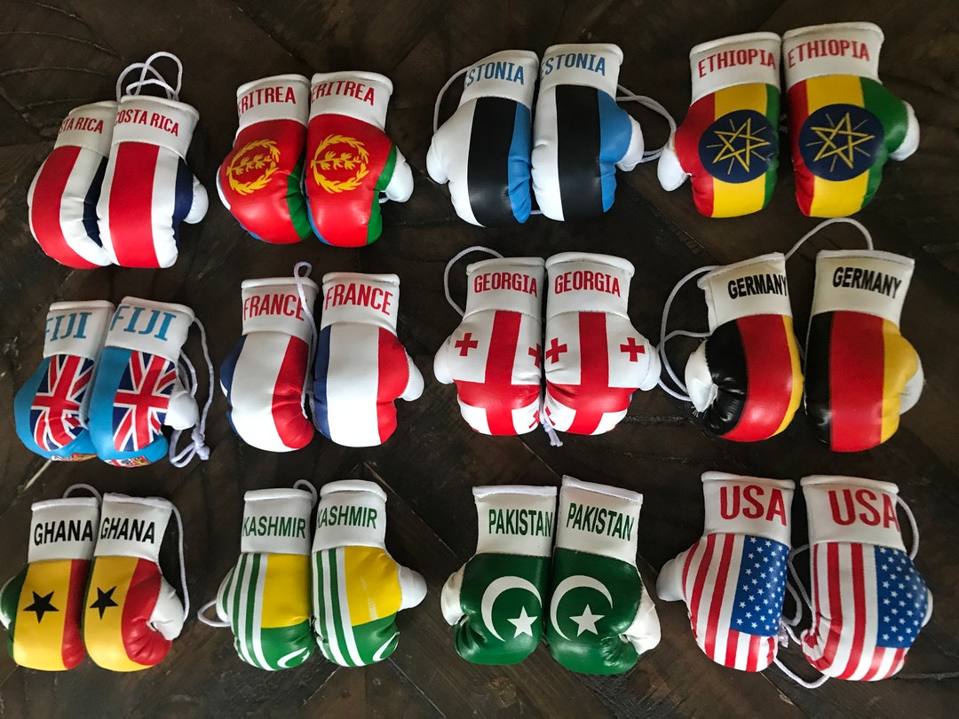 Mini Boxing Gloves Flag of Costa Rica, Eritrea, Estonia,ethiopia, Fiji