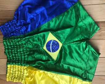 Brasil Flag Short Length Boxing Short, Boxing Training Shorts, Fitness Shorts, MMA Shorts, Martial Art Grappling Shorts, Sports Shorts Trunk