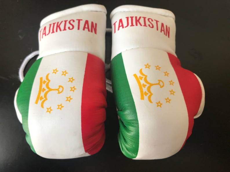 Flag Mini Boxing Gloves, Car Mirror Decor, Worldwide Countries Tajikistan Flag