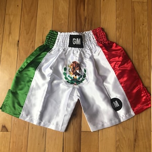GM MEXICO-vlag met groen/wit/rood elastisch boksshort, bokstraining, fitness, boks-MMA, vechtsport, grappling, sportshorts Trunks