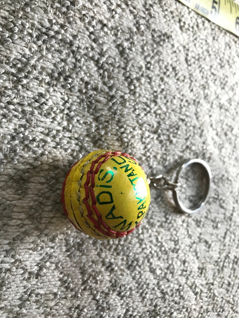 Pakistan Addison YELLOW Mini Cricket Ball Key Chain, Leather YELLOW Color Mini Cricket ...