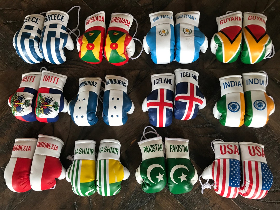 Mini Boxing Gloves Flag of Greece, Grenada, Guatemala,guyana, Haiti
