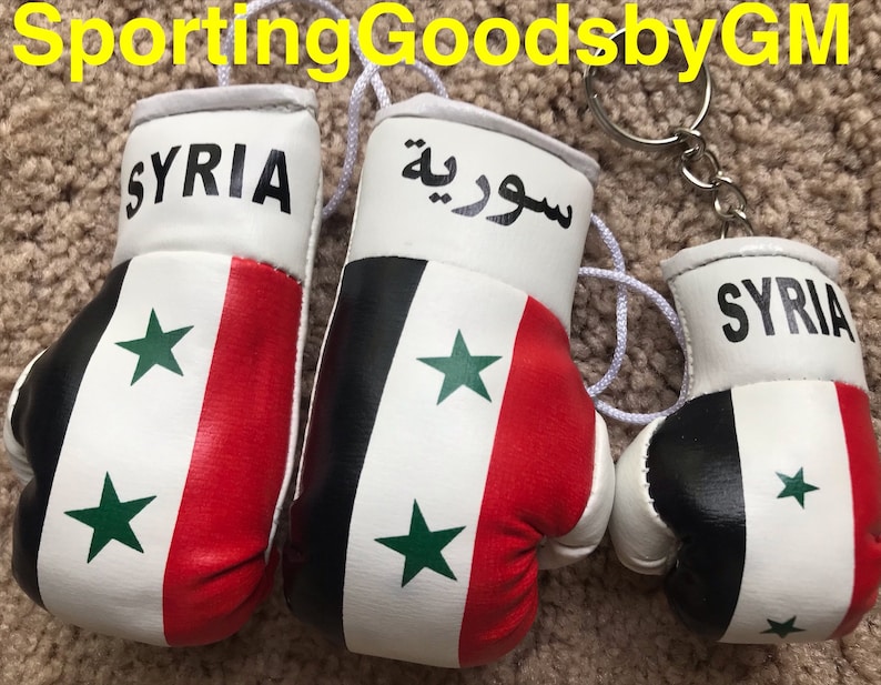Mini Boxing Gloves Syria, Syria with Key Chain, Syria Key Chains Red with Key Chain BMW with White Key Chain & USA with Key Chain SYRIA & KEYCHAIN