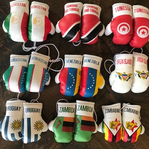 Mini Boxing Gloves Flag of Tajikistan,Trinidad and Tobago,Tunisia,Uzbekistan,Venezuela,Virgin Islands,Uruguay, Zambia,Zimbabwe Worldwide Flg