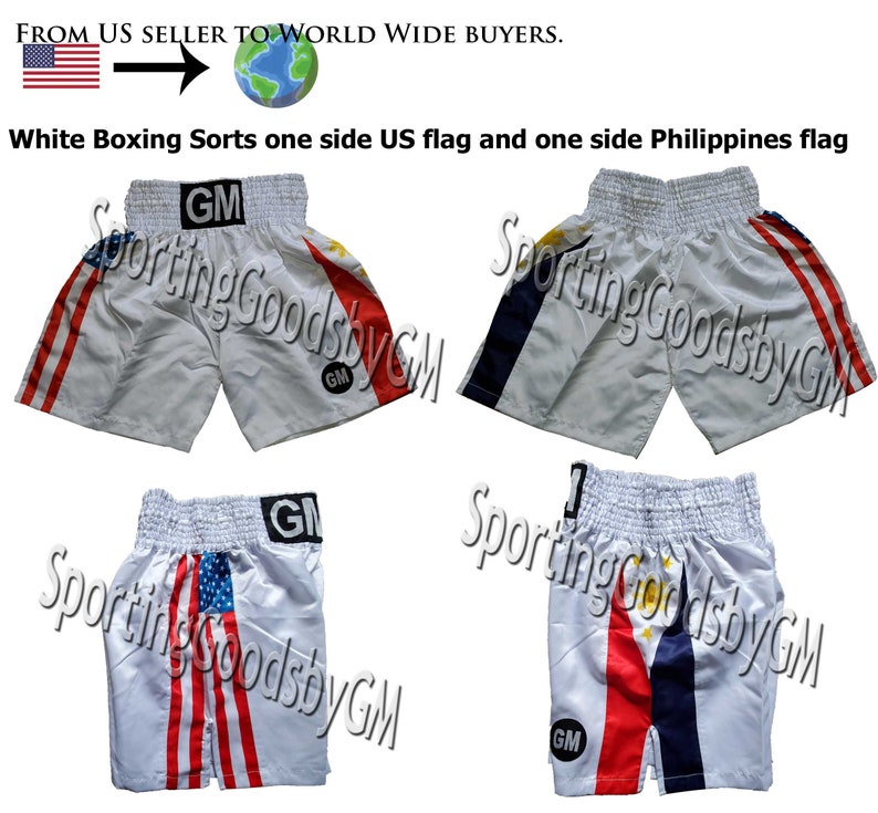 Us/philippines Flag Boxing Trunks Boxing Shorts Martial Arts Etsy