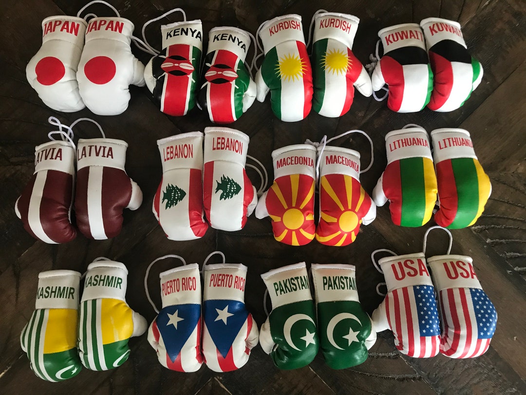 Mini Boxing Gloves Flag of Japan, Kenya, Kurdistan,kuwait, Latvia