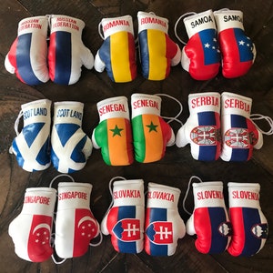 Mini Boxing Gloves Flag of Russian Federation Romania Samoa Scot Land Senegal Serbia Singapore Slovakia Slovenia Worldwide Mini Boxinggloves