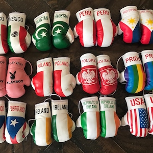 Mini Boxing Gloves Flag of Mexico, Pakistan, Peru, Philippines, PlayBoy, Poland, Polska, Pride, Puerto Rico, Ireland,Republic of Ireland USA