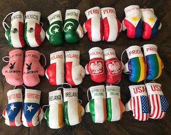 Mini Boxing Gloves Flag of Mexico, Pakistan, Peru, Philippines, PlayBoy, Poland, Polska, Pride, Puerto Rico, Ireland,Republic of Ireland USA