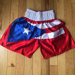 Boksshort met vlag van Puerto Rico, PR-bokstrainingshort, atletische fitness, boks-MMA, Martial Art Grappling-sportshorts Trunks XXL