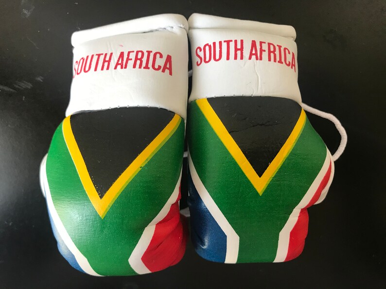 Flag Mini Boxing Gloves, Car Mirror Decor, Worldwide Countries South Africa Flag