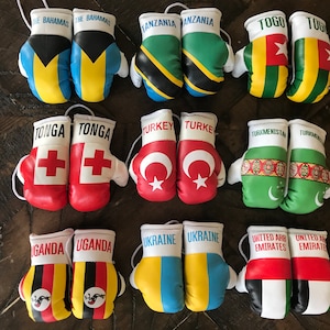 Mini Boxing Gloves Flag of The Bahamas, Tanzania, Togo,Tonga,Turkey,Turkmenistan, Uganda, Ukraine, United Arb Emirates Worldwide Flag Boxing
