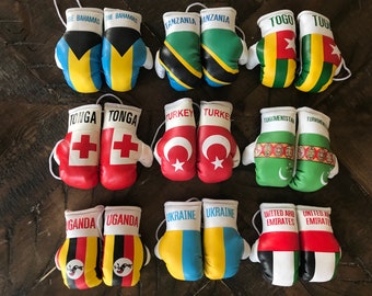 Mini Boxing Gloves Flag of The Bahamas, Tanzania, Togo,Tonga,Turkey,Turkmenistan, Uganda, Ukraine, United Arb Emirates Worldwide Flag Boxing