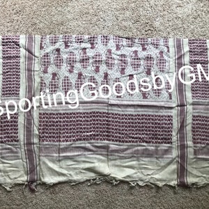 Beige & Burgundy Soft Shemagh, Keffiyeh, Military Army Navy Air Force Desert Scarf Shemagh Headwear Head Scarf Head Wrap Neck Wrap Scarf