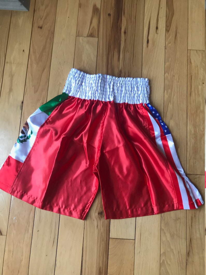 GM Red US/Mexico Flag White Elastic Boxing Shorts Boxing Etsy