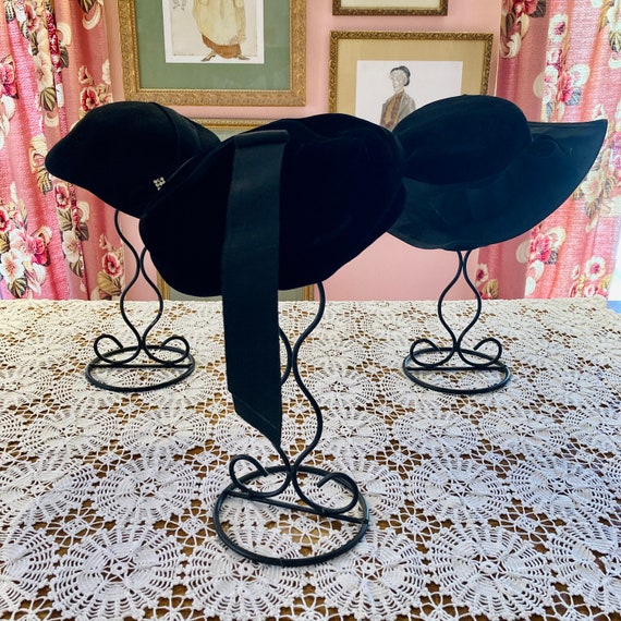 Three Black Vintage Ladies Hats - image 1
