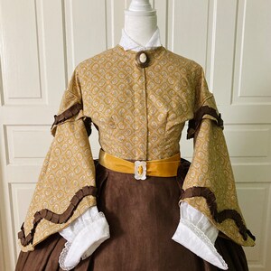 Mustard Gold Pattern Pagoda Sleeved Costume Bodice