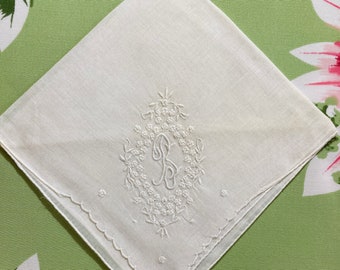 Four Vintage White "B" Monogrammed Ladies Hankies