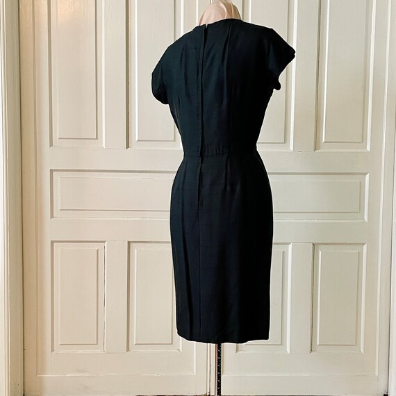 1950's-1960's Black Silky Wiggle Dress - image 3