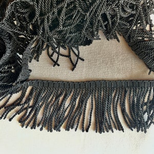 2.75&quot; Wide Black Medium Weight Chainette Fringe