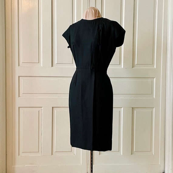 1950's-1960's Black Silky Wiggle Dress - image 4