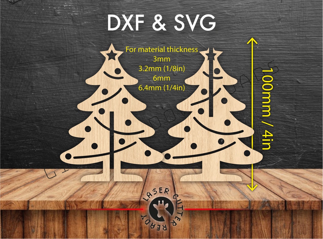 3D 4in / 100mm Christmas Tree SVG DXF File 1/8in Freestanding CNC ...