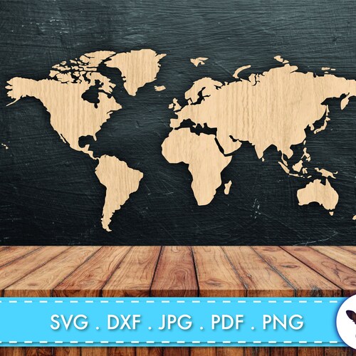 World Map Svg. World Map Laser Cut Template. Cnc File Vector Etsy