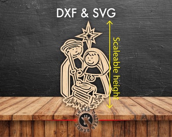 3in - 10in Scaleable DXF SVG nativity scene window ornament Christmas laser cut decoration cutter files Nativity Clipart for cnc router